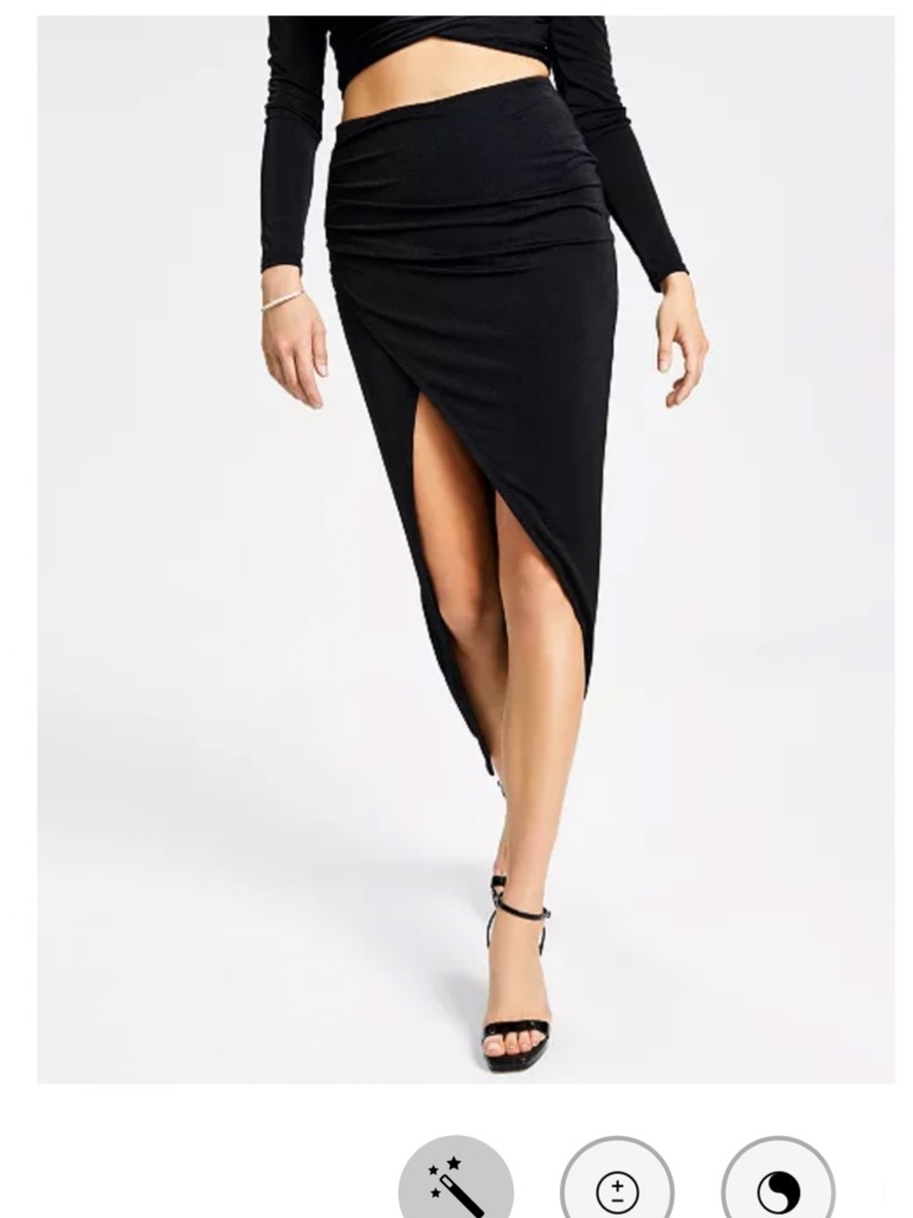 BAR III Sz M Long Shimmering Black High Slit Stretch Pencil Skirt Classic | EUC